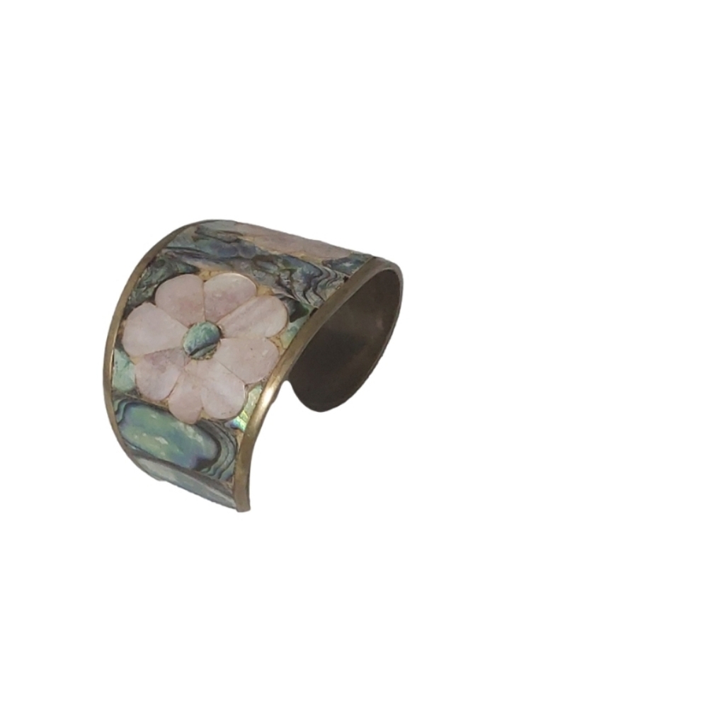 Alpaca Multicolored Abalone Mexican Shell Cuff Br… - image 3